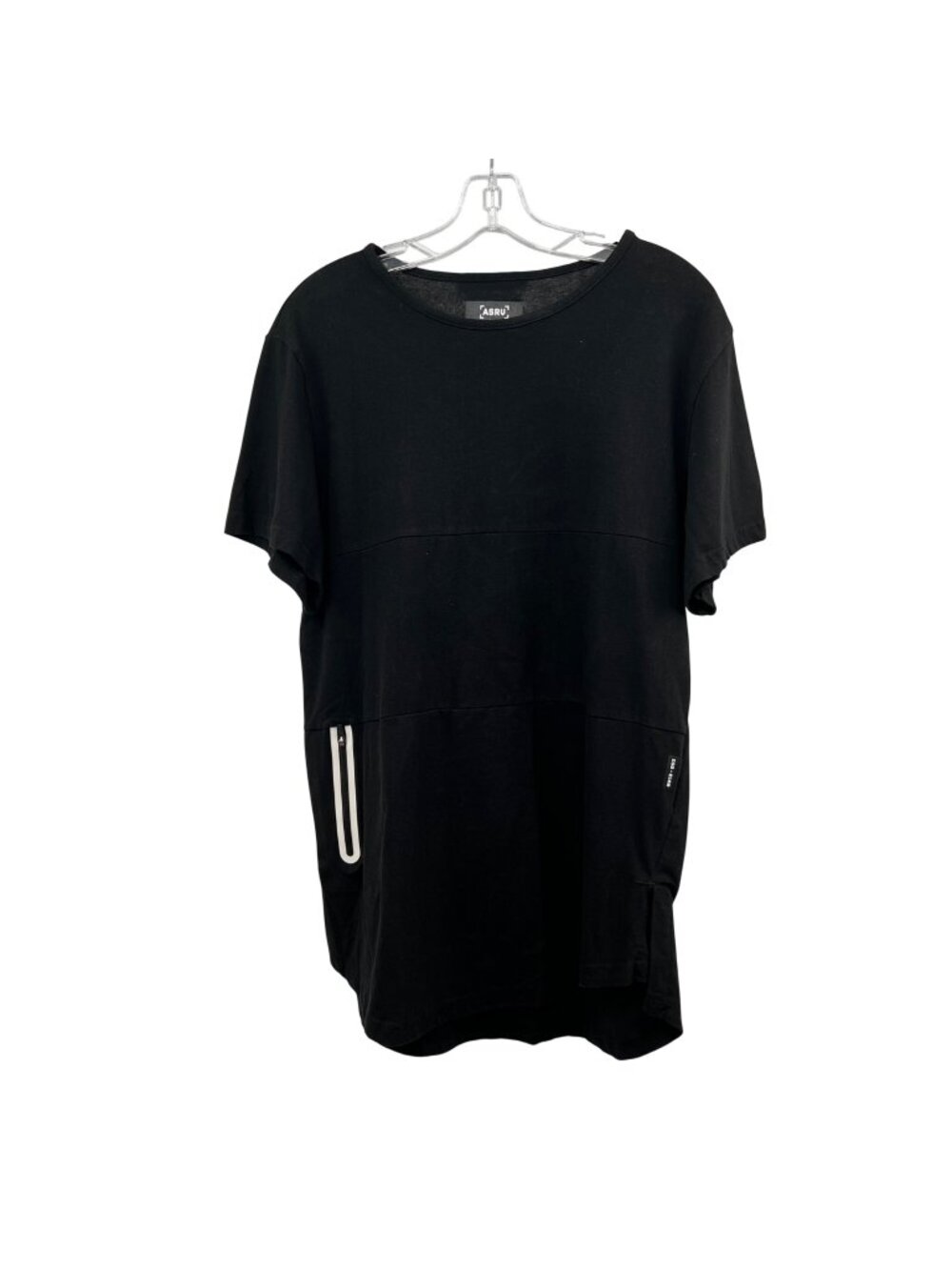 ASRV Men's Active T-Shirt Black/White Zip Pocket Size Medium